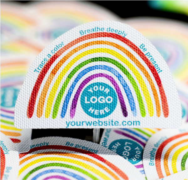 Sensory Watercolor Rainbow Breathing Sticker - Custom Logo 3"