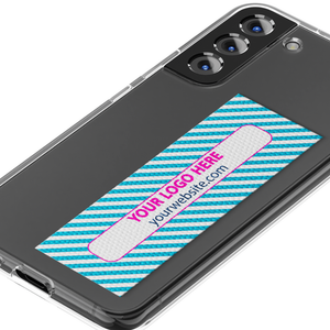 3x1 custom logo sensory strip with cyan stripe design on smartphone back