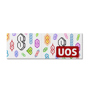 Retro style S pattern design with University logo on custom textured sticker strip